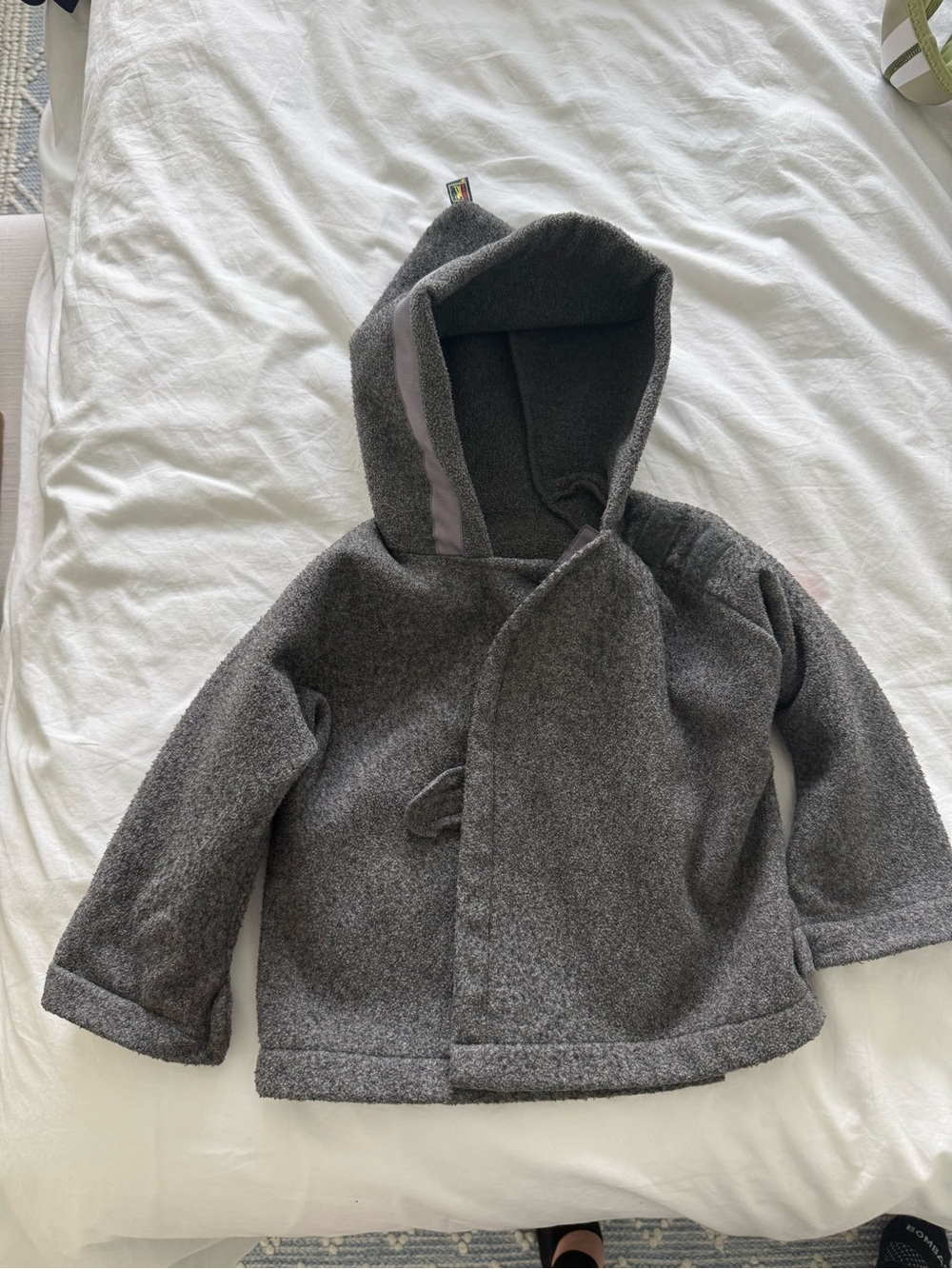 Toddler Gray Hooded Wool-Blend Coat